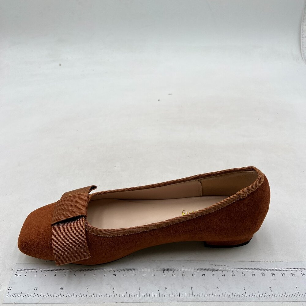 Women Graceful Bowknot Square Toe Slip on Flats Comfortable Trendy Party Brown